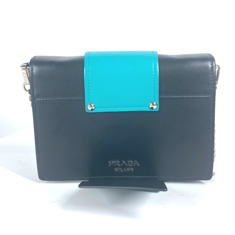 PRADA Shoulder Bag 1BD067 leather black 2WAY bag Chain Crystal rhinestones Women Used