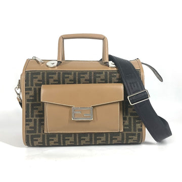 FENDI Handbag 7VA571 Canvas / leather Brown Zucca SOFT TRUNK unisex(Unisex) Used