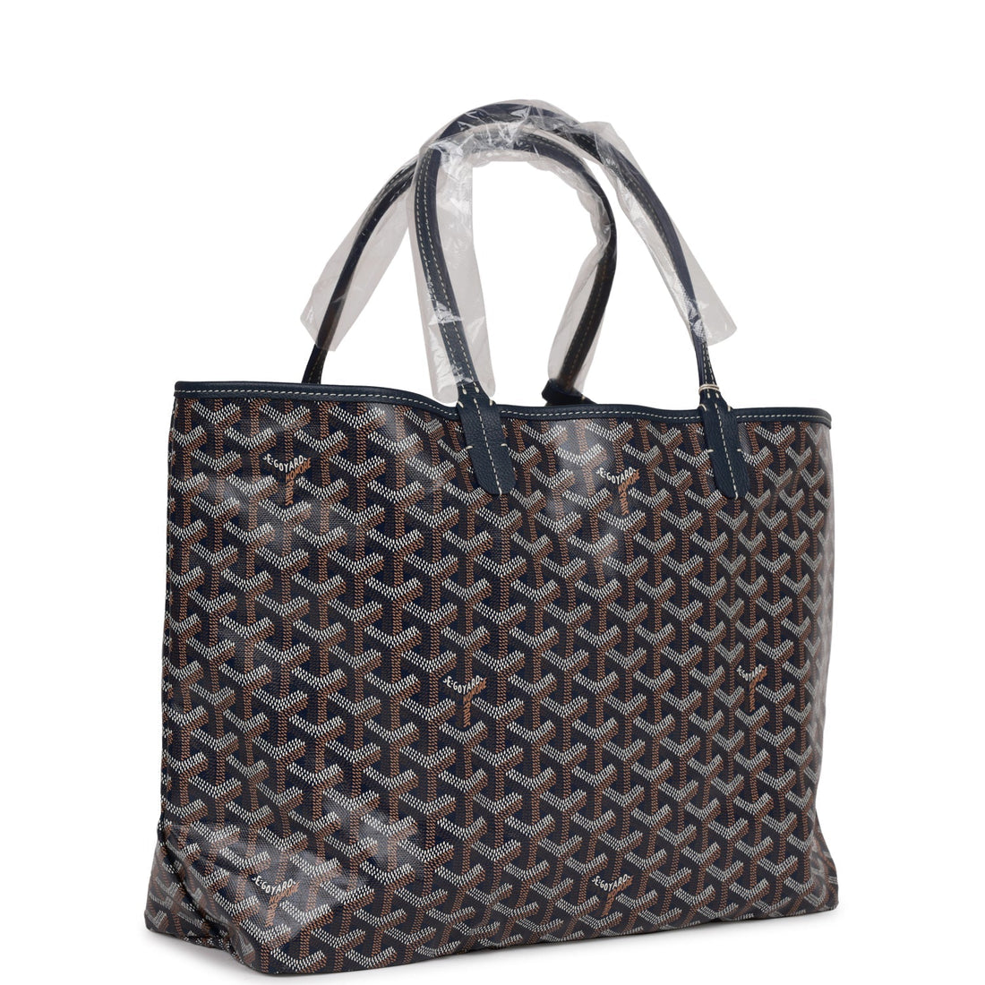Goyard Goyardine Dark Blue St. Louis PM Tote Bag Silver Hardware