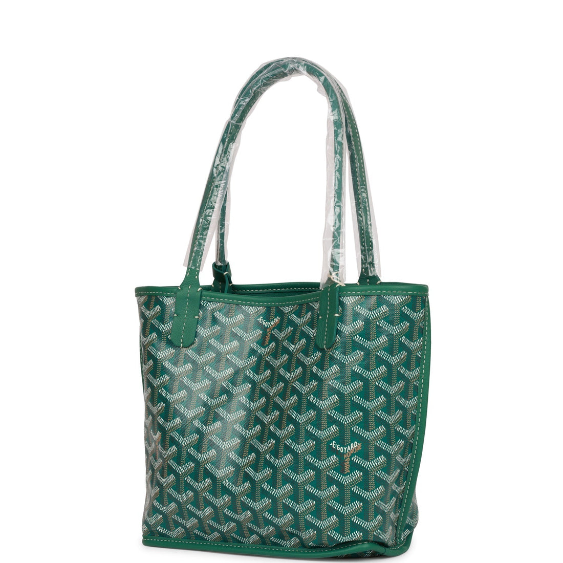 Goyard Goyardine Green Anjou Mini Reversible Tote Bag Silver Hardware