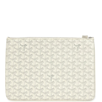 Goyard Goyardine White Senat MM Pouch Palladium Hardware