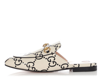 Gucci White and Black CS Horsebit Mules