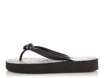 Gucci Black CS Rubber Thong Sandals