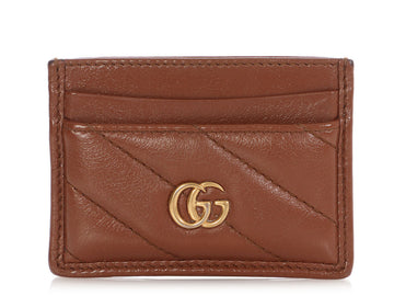 Gucci Brown Matelassé CS Marmont Card Case
