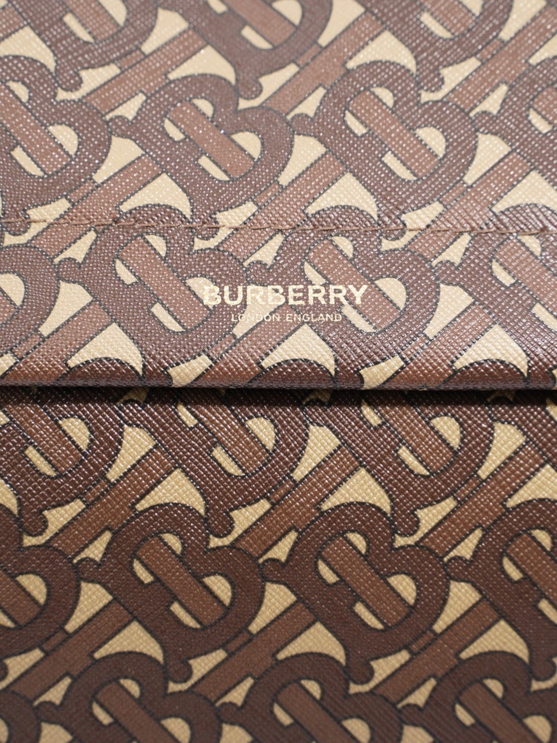 Burberry TB Monogram Belt Bag Brown / White Coated Canvas XL
