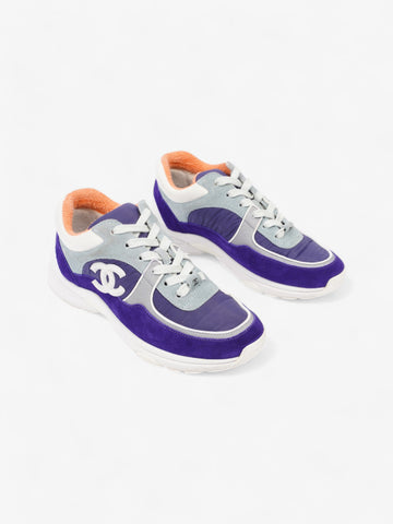 Chanel CC Logo Sneakers Blue / Navy / White Suede EU 37 UK 4