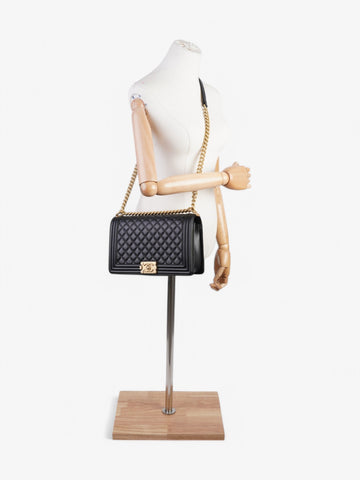 Chanel Boy Bag Black Lambskin Leather New Medium