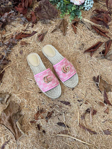 GC new MARMONT SLIDES slippers rose red starboard flat canvas sandals