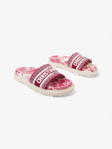 Christian Dior Dway Slides Burgundy / White Canvas EU 38 UK 5