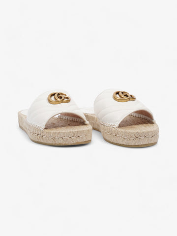 Gucci CS Marmont Espadrille Sandals White / Gold Leather EU 35.5 UK 2.5