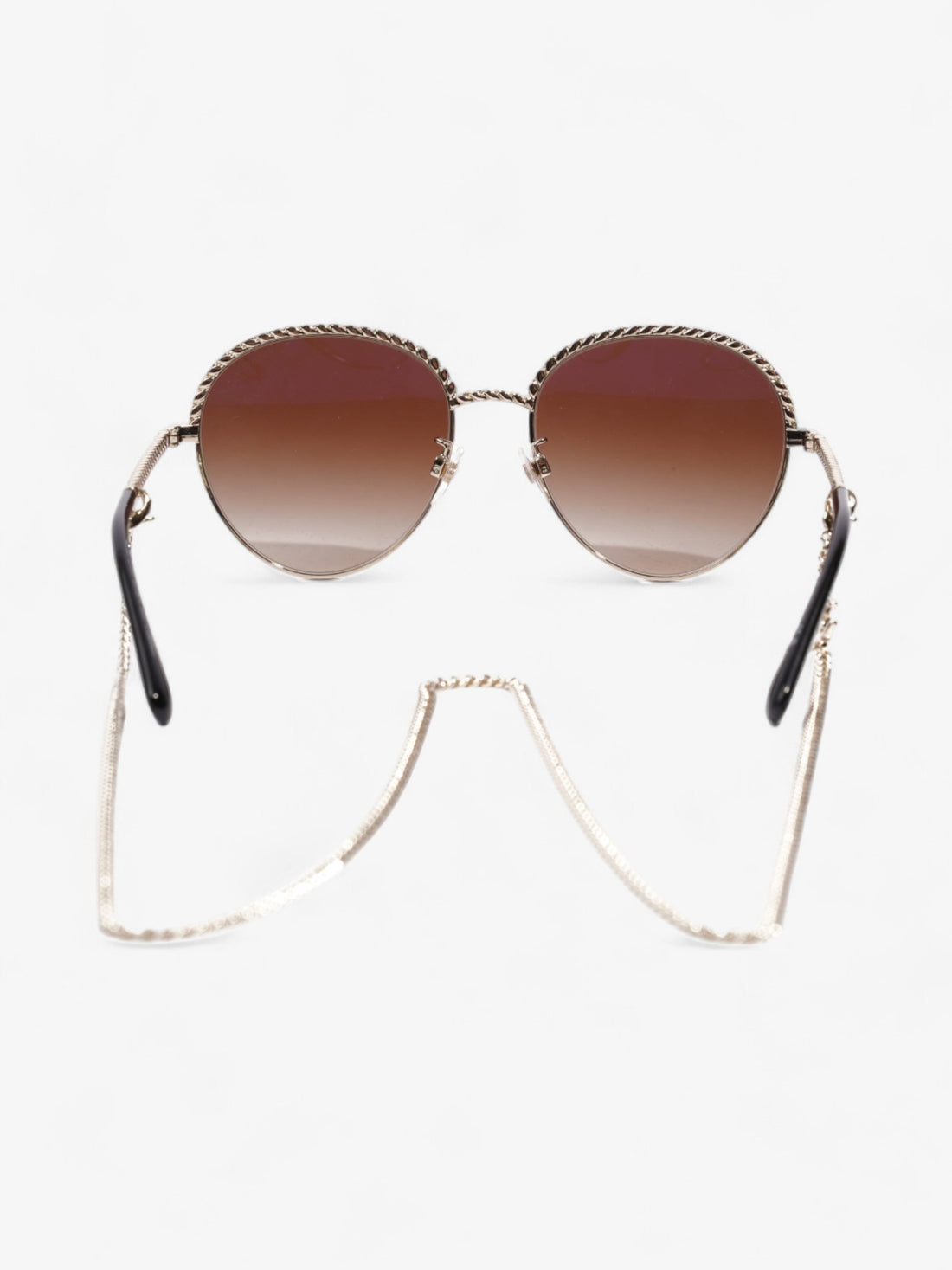 Chanel Round Chain Sunglasses Gold Base Metal 135mm
