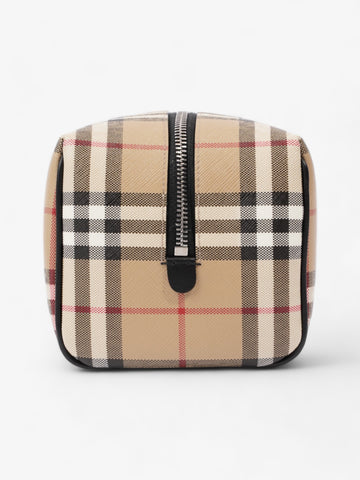 Burberry Wash Bag Archive Beige Coated Canvas