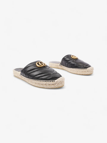 Gucci CS Flat Espadrille Black Leather EU 38 UK 5