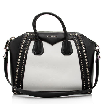 Givenchy Calfskin Bi Color Studded Antigona Medium Satchel