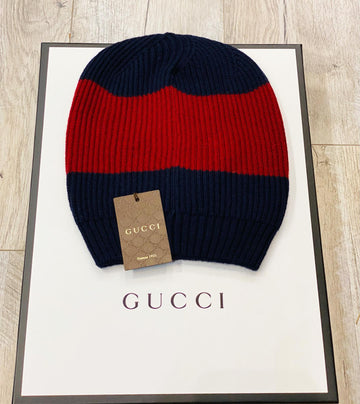 Gucci Wool Blue Red Interlocking CS Beanie