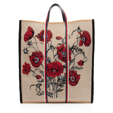 Gucci Canvas Embroidered Floral Vertical Tote (SHF-tGiQY1)