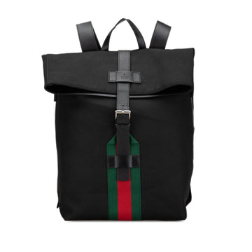 Gucci Canvas Techno Web Fold Over Backpack (SHG-CrNcTN)