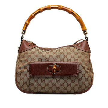 Gucci GG Canvas Nailhead Bamboo Handle Bag (SHG-kiHtJf)