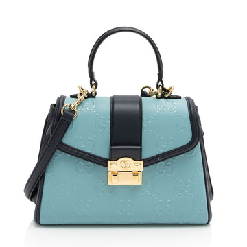 Gucci GG Debossed Leather Small Top Handle (SHF-ur1BGP)