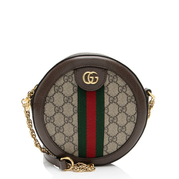 Gucci GG Supreme Ophidia Round Mini Shoulder Bag (SHF-F3VSgu)