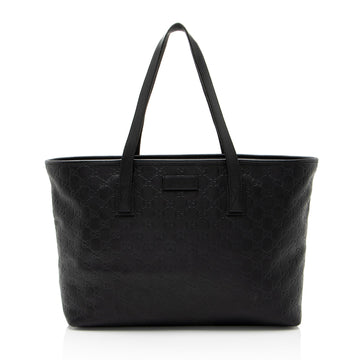Gucci Guccissima Leather Classic Medium Zip Tote (SHF-CnrScb)
