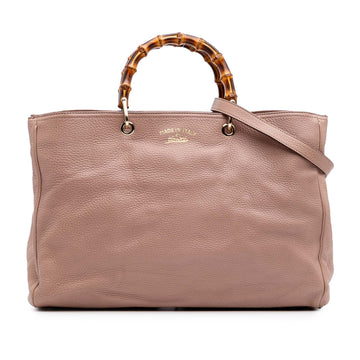 Gucci Large Calfskin Bamboo Shopper Satchel