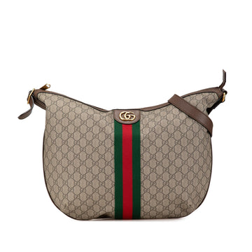 Gucci Large GG Supreme Web Ophidia Half Moon Hobo
