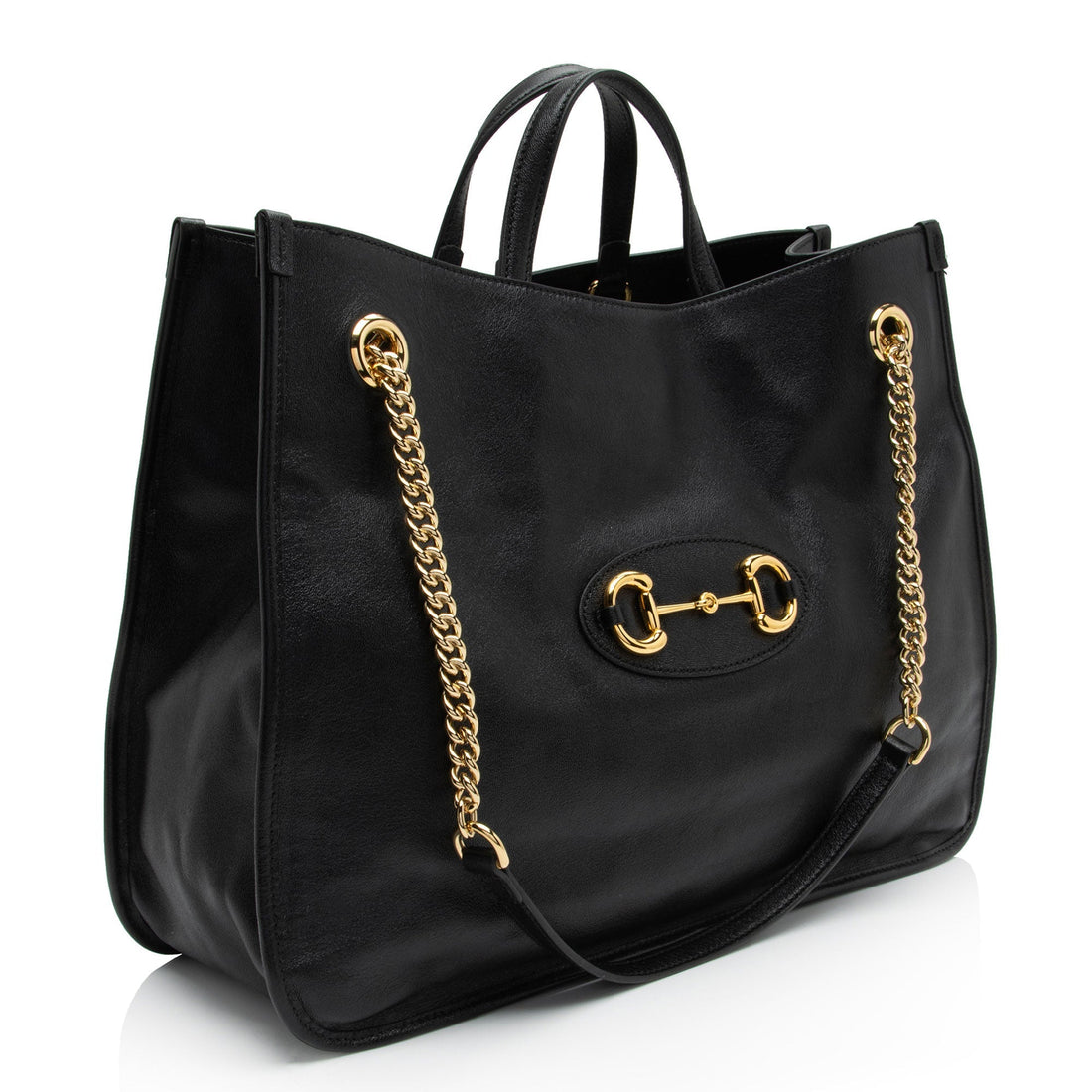 Gucci Leather Horsebit 1955 Chain Large Tote (SHF-LnlXOo)