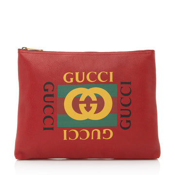 Gucci Leather Logo Zip Pouch (SHF-22192)