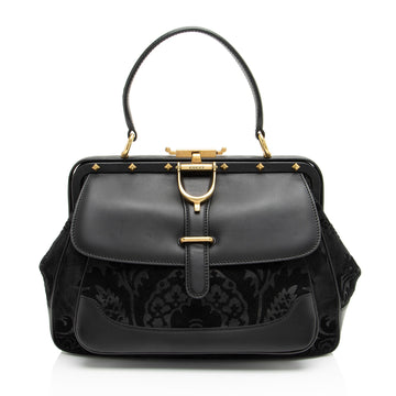 Gucci Leather Velvet Lady Stirrup Top Handle