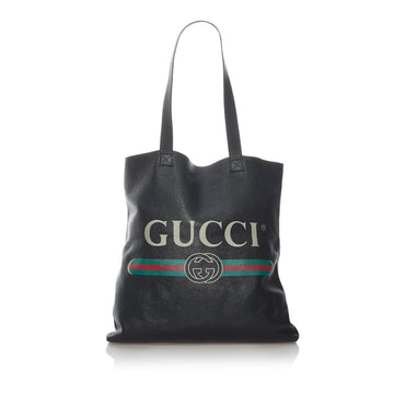 Gucci Logo Leather Tote Bag (SHG-29841)