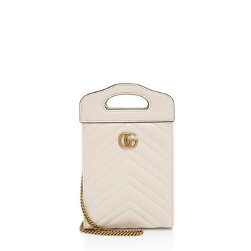 Gucci Matelasse Leather GG Marmont Mini Slip Top Handle (SHF-krsWgi)