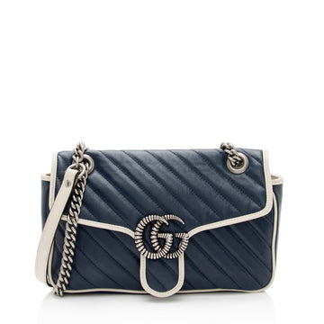 Gucci Matelasse Leather Torchon GG Marmont Small Flap Bag (SHF-V987rt)