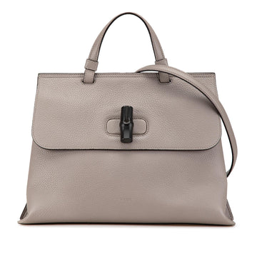 Gucci Medium Leather Bamboo Daily Satchel