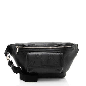Gucci Perforated Embossed Leather GG Pocket Belt Bag (SHF-TJNqCI)