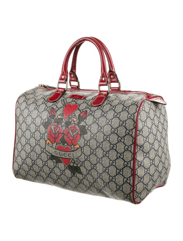 Gucci CS Plus Tattoo Hearts And Roses Large 'Joy' Boston Satchel