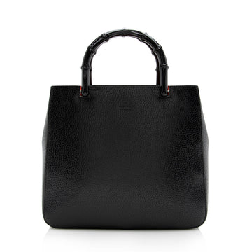 Gucci Vintage Leather Cinghiale Bamboo Tote (SHF-15878)