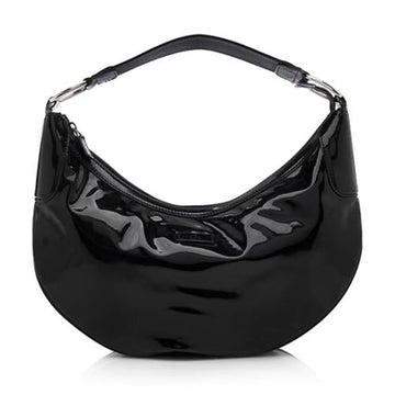 GUCCI PATENT LEATHER HALF MOON BAG