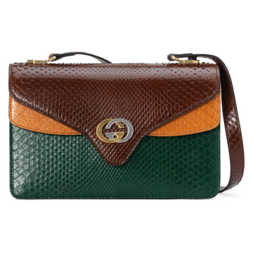 GUCCI CS PYTHON TRICOLOR ACCORDION SHOULDER BAG-HS