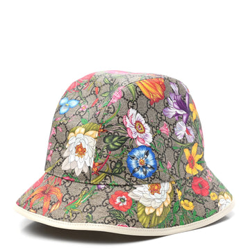 GUCCI CS SUPREME MONOGRAM FLORA FEDORA HAT
