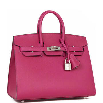 Hermes Birkin Sellier 25 Rose Pourpre VeaNewMadame Palladium Hardware
