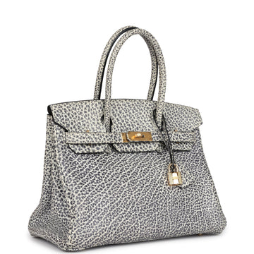 Hermes Birkin 30 White Dalmatian Buffalo Gold Hardware