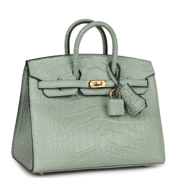 Hermes Birkin Sellier 20 Vert D'eaNewMatte Alligator Gold Hardware