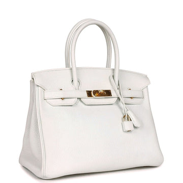 Hermes Birkin 30 White Clemence Gold Hardware