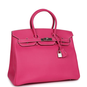 Hermes Birkin 35 Rose Tyrien Candy Epsom Palladium Hardware