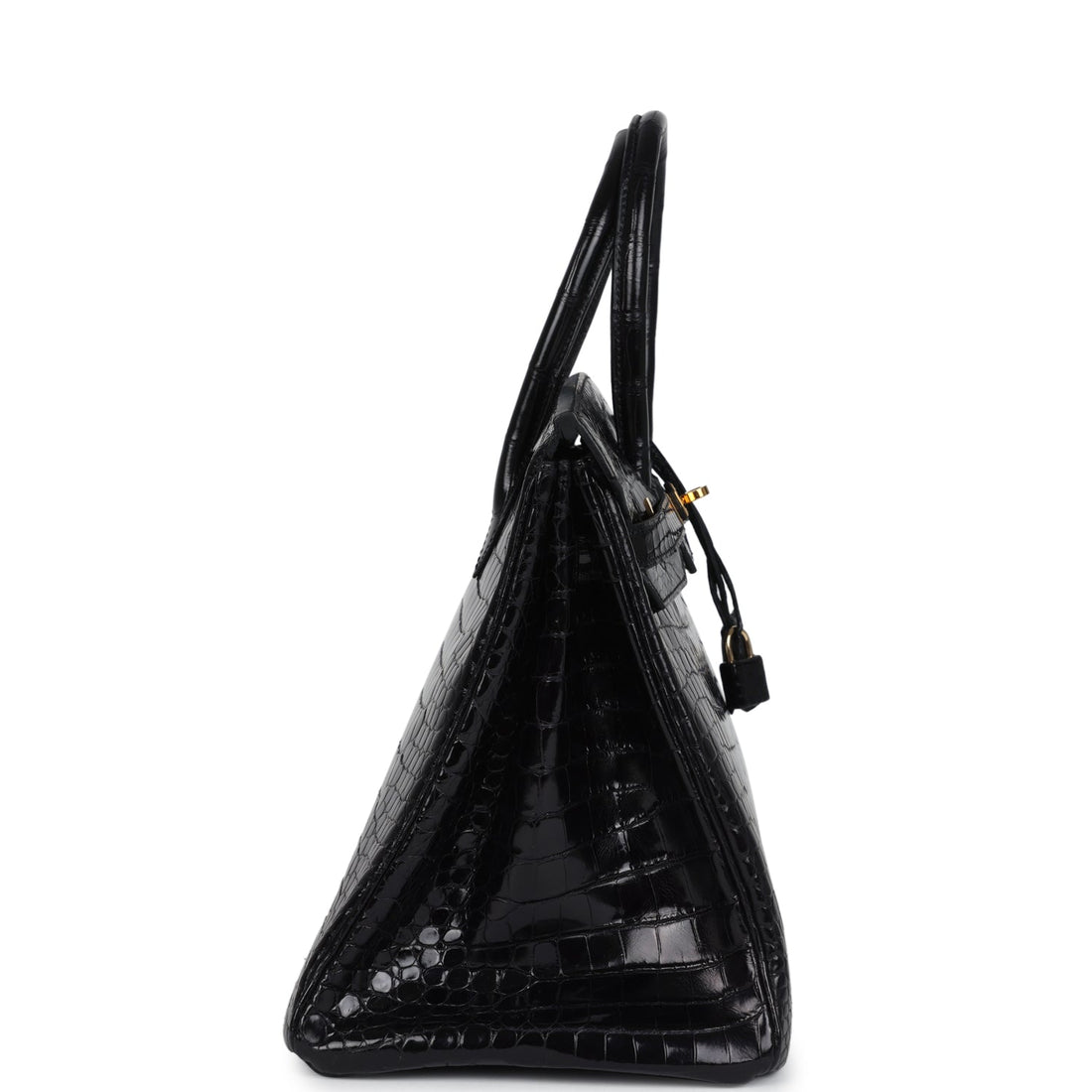New Hermes Birkin 35 Black Shiny Porosus Crocodile Gold Hardware