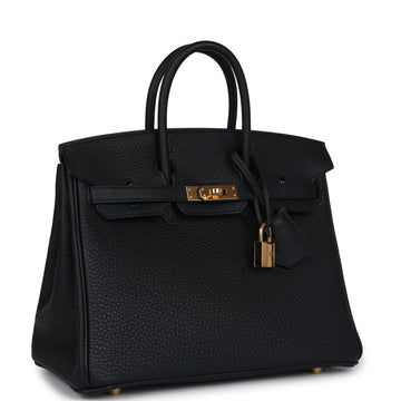 New Hermes Birkin 25 Black Togo Gold Hardware
