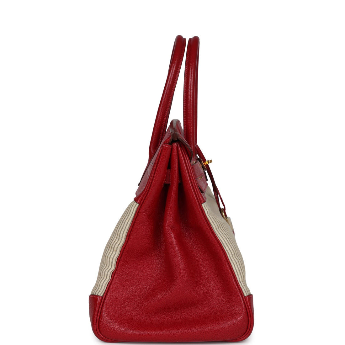 Hermes Birkin 35 Rouge Vif Buffalo and Crinoline Gold Hardware