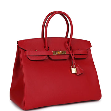 Hermes Birkin 35 Rouge Casaque Epsom Gold Hardware