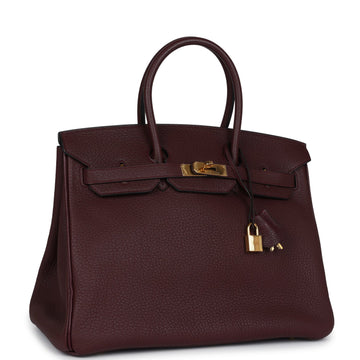 Hermes Birkin 35 Bordeaux Fjord Gold Hardware